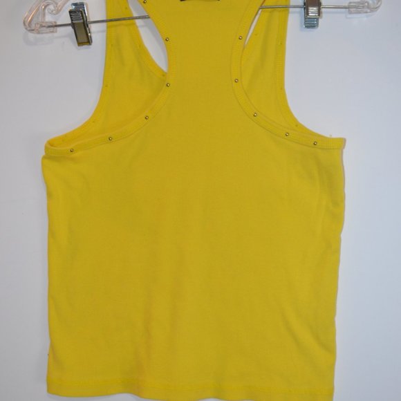 Tommy Jeans Yellow Micro-Corduroy Tank Open Shoulders Strases Neck Sleeveless M - Picture 5 of 8